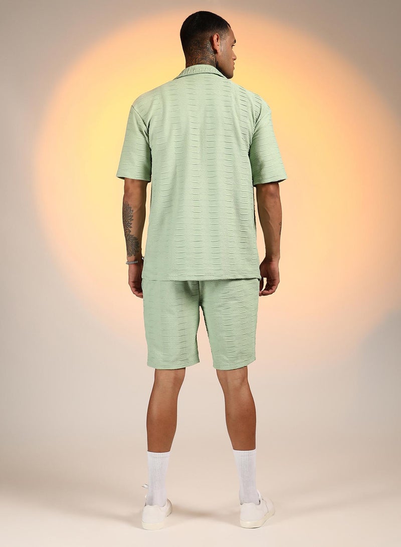 كامبوس سوترا Men's Mint Green Ruche-Ribbed Co-Ord Set  - Image 5