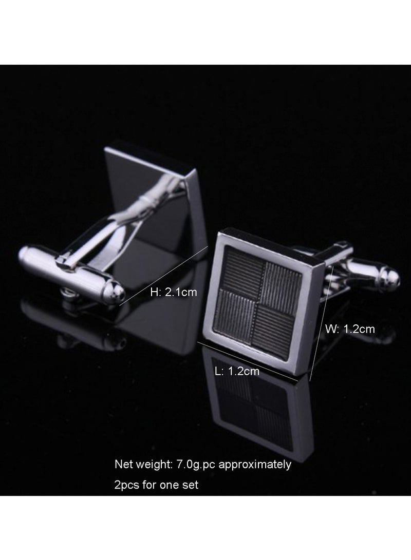 DB Innov. Cufflinks, Brown Grid Silver Frame Square Cufflinks, 2 PCS for One Set Premium Copper Jewelry Specially Design for Men's Shirt Wedding Business Gift with Delicate Package Box. - Image 4