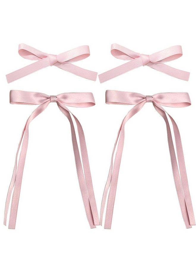 سالوسي مشابك شعر SALOCY للنساء والفتيات، 4 قطع من مشابك الشعر مع تصميم شرابة ذيل طويل لتصفيفات الشعر بنفسك، وردي - Image 1