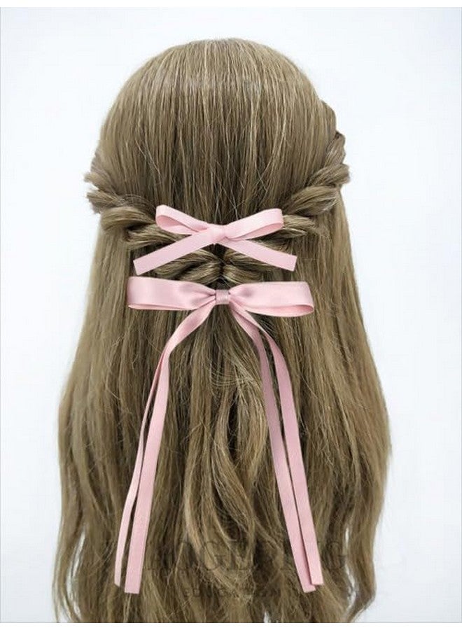 سالوسي مشابك شعر SALOCY للنساء والفتيات، 4 قطع من مشابك الشعر مع تصميم شرابة ذيل طويل لتصفيفات الشعر بنفسك، وردي - Image 2