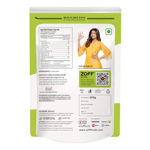 Zoff Coriander Powder with natural oils | Dhania Powder, Perfect for Curries, Soups, Sauces, and Marinades | Rich in Nutrients & Antioxidants | Dhaniya Powder 200gms (4 * 200g) - Image 2
