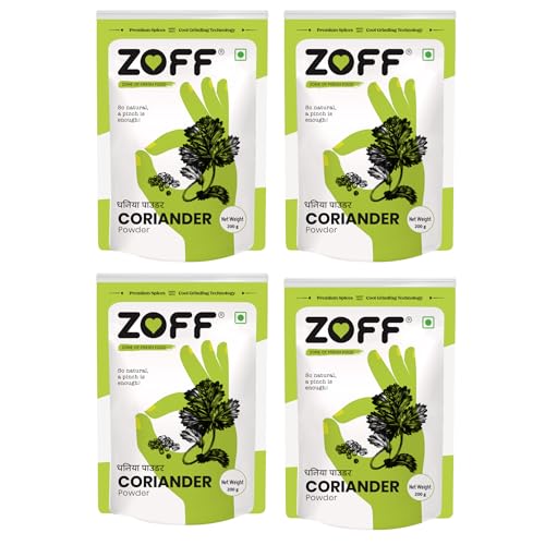 Zoff Coriander Powder with natural oils | Dhania Powder, Perfect for Curries, Soups, Sauces, and Marinades | Rich in Nutrients & Antioxidants | Dhaniya Powder 200gms (4 * 200g) - Image 1