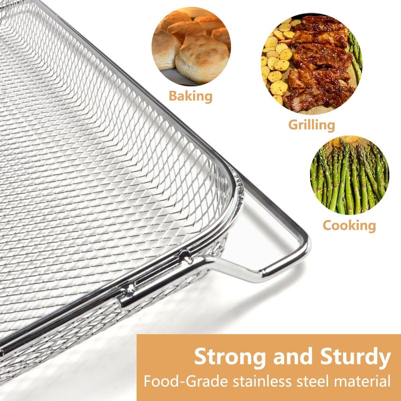 DEMEDO Replacement Air Fryer Basket for Ninja DCT401 DCT451 DCT402BK Double Oven, Stainless Steel Air Fryer Basket for Ninja 12-in-1 Toaster Oven, Mesh Basket for Ninja Smart Convection Oven Accessories - Image 5