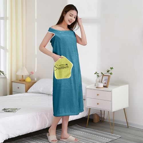 HOUSSE Wearable Spa Bath Towel for Women | Soft, Cozy Wrap with Snap Closure |Women’s Day Gift | 110 x 140 cm (Peacock Yellow Star) - Image 3