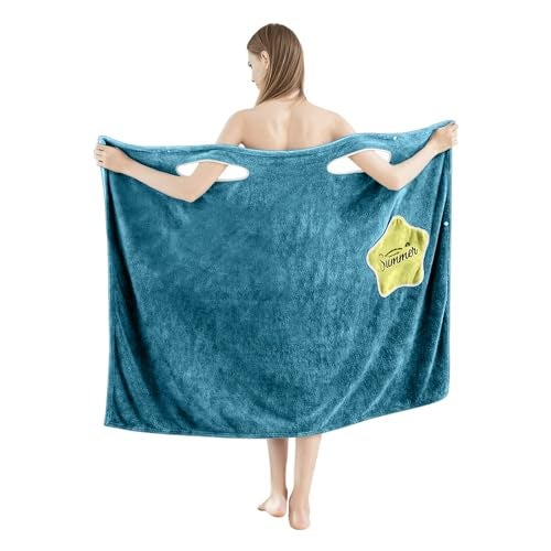 HOUSSE Wearable Spa Bath Towel for Women | Soft, Cozy Wrap with Snap Closure |Women’s Day Gift | 110 x 140 cm (Peacock Yellow Star) - Image 1