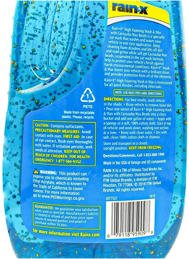 Rain-X - Rain-X High Foaming Wash & Wax With Carnauba Wax Beads Car Cleaner Solution, Deep Cleaning Foam Brilliant Shine 1.89 L - Image 1