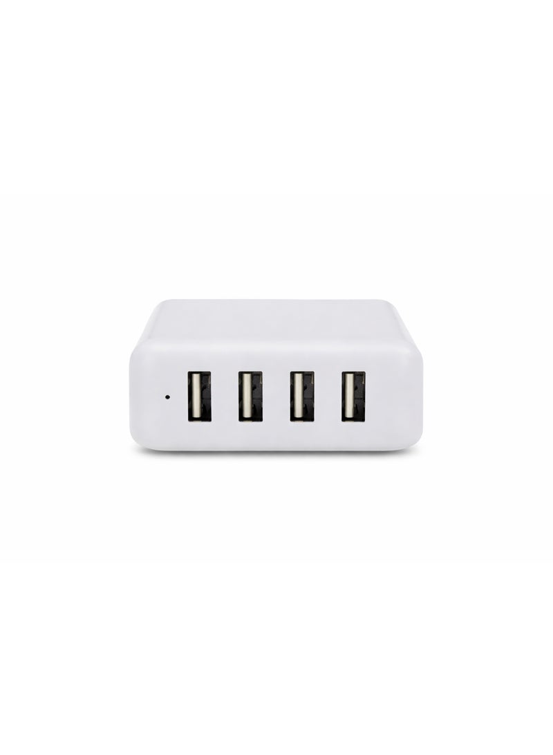 شاحن جداري USB بمقبس بريطاني، محول طاقة للشحن السريع بأربعة منافذ، شاحن USB صغير الحجم وموثوق به لأجهزة متعددة، قابس بريطاني ثلاثي الأطراف للهواتف والأجهزة اللوحية والملحقات - Image 3