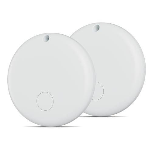 PEATOP Item Finders 2 Pack, Bluetooth Luggage Tracker. Works with Apple Find My (iOS Only), Item Locator for Key, Luggage, Backpack, Wallet, IP67 Waterproof, White - Image 1
