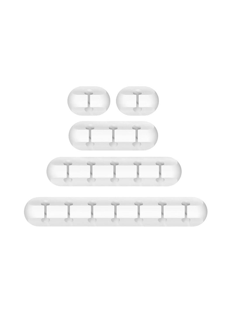 5-Pack Cable Clips, White Self-Adhesive Cord Organizers, Perfect for Desk, Nightstand, Phone Charger, Computer, TV, Home & Office Cable Management (1, 1, 3, 5, 7 Slots) - Image 1