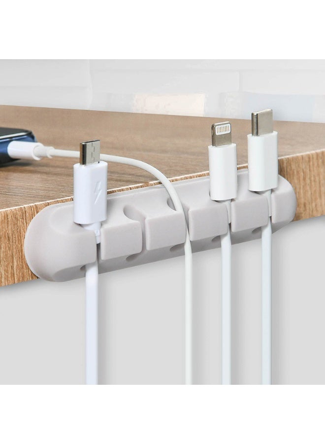 5-Pack Cable Clips, White Self-Adhesive Cord Organizers, Perfect for Desk, Nightstand, Phone Charger, Computer, TV, Home & Office Cable Management (1, 1, 3, 5, 7 Slots) - Image 4