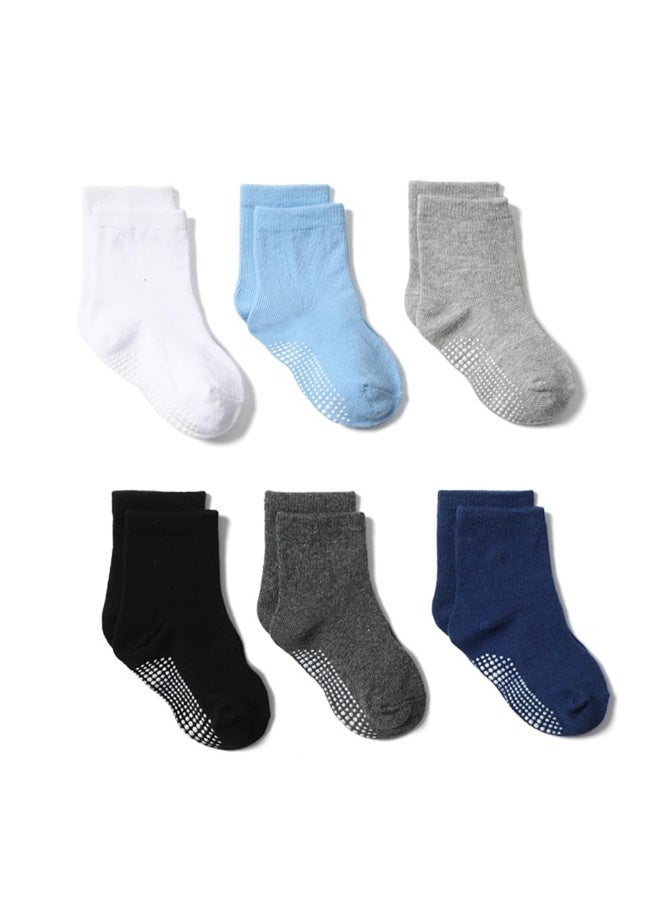 Daytoyz 6 Pairs Baby Kids Anti-slip Socks Cotton non-skid Ankle Socks, Fit for 1-3 Years Old Kids-L - Image 1