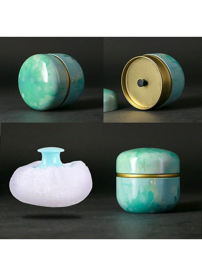 Topwon Body Powder Container With Powder Puff For Baby Women Talc Free Dusting Loose Powder Case Home Travel Powder Box (Green) - Image 3