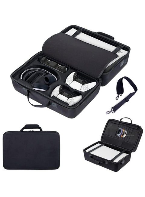 PS5 Carrying Case,PS5 Gaming Storage Bag, Travel Bag Compatible Playstation 5 Disc Console,Portable Cross-Body Hanging On A Suitcase Rugged,Waterproof,Large Capacity-Black