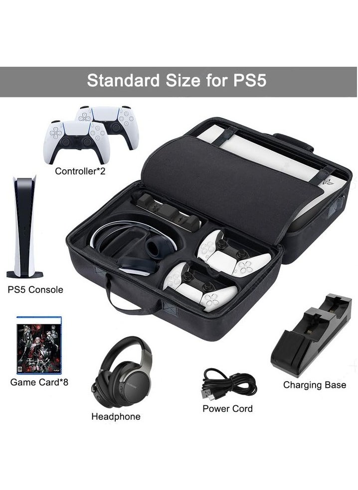 نكومي حقيبة حمل PS5، حقيبة تخزين ألعاب PS5، حقيبة سفر متوافقة مع وحدة تحكم أقراص Playstation 5، محمولة عبر الجسم معلقة على حقيبة متينة، مقاومة للماء، سعة كبيرة - أسود  - Image 2