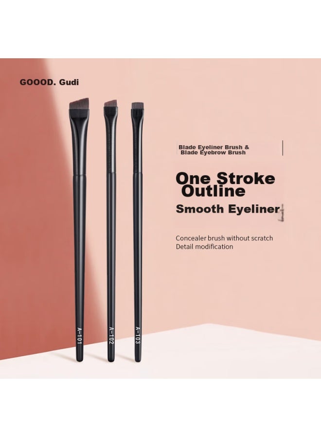 GOOOD Gudi Goood Feifei's Same Style , Knife-edge Eyeliner Brush, Cangzhou Makeup Brush A102+a101+a103, Flat Head Angled Eyebrow Brush, Eye Area, Monarch Eyebrow, Concealer Makeup Brush - Image 1