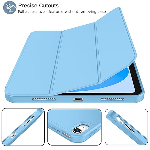 iMieet iPad (A16) Case 11th Gen/iPad 10th Generation Case [11-Inch 2025/10.9 Inch 2022] with Pencil Holder, Trifold Stand Smart Cover with Soft TPU Back,Auto Wake/Sleep(Azure Blue) - Image 2