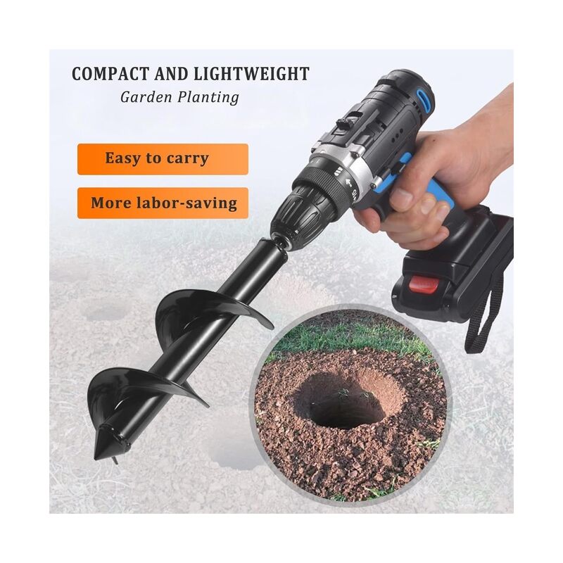 مثقاب حلزوني للزراعة - طقم 1.6 × 16 بوصة و3.5 × 16 بوصة - مثقاب حلزوني للحديقة وأداة لزراعة الأبصال - مناسب لنباتات الزينة وفتحات المظلات - رأس سداسي 3/8 بوصة - Image 5