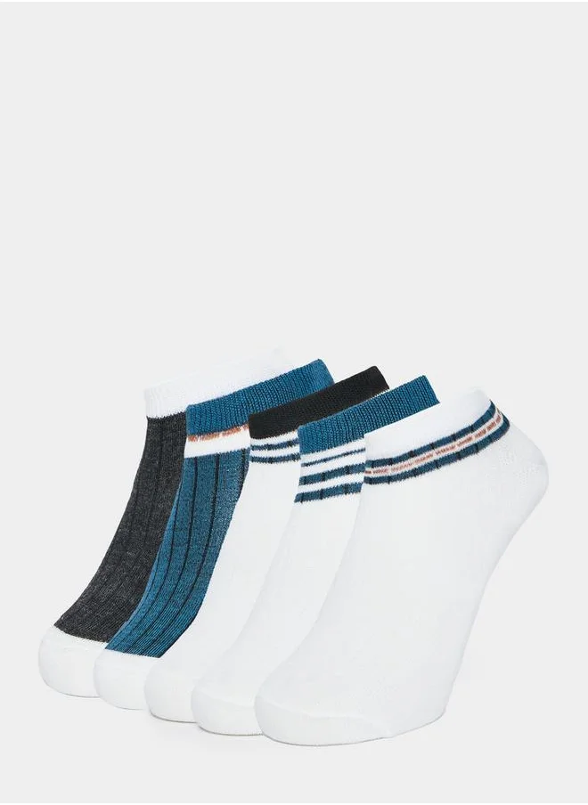 Styli Set of 5 - Striped Cuff Ankle Length Socks