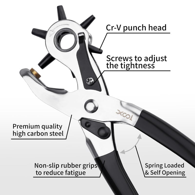 XOOL Belt Hole Puncher for Leather, Precision Multi-Size Leather Hole Punch for Watch Bands, Straps, Collars, Saddles, Shoes, Fabric, DIY Home, Craft Projects - Image 5