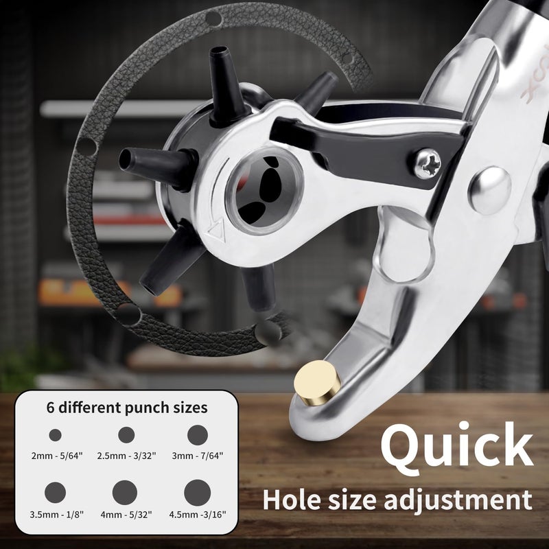 XOOL Belt Hole Puncher for Leather, Precision Multi-Size Leather Hole Punch for Watch Bands, Straps, Collars, Saddles, Shoes, Fabric, DIY Home, Craft Projects - Image 2