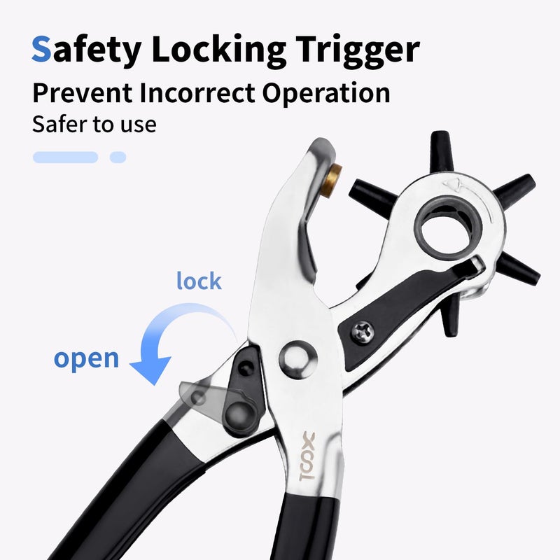 XOOL Belt Hole Puncher for Leather, Precision Multi-Size Leather Hole Punch for Watch Bands, Straps, Collars, Saddles, Shoes, Fabric, DIY Home, Craft Projects - Image 4