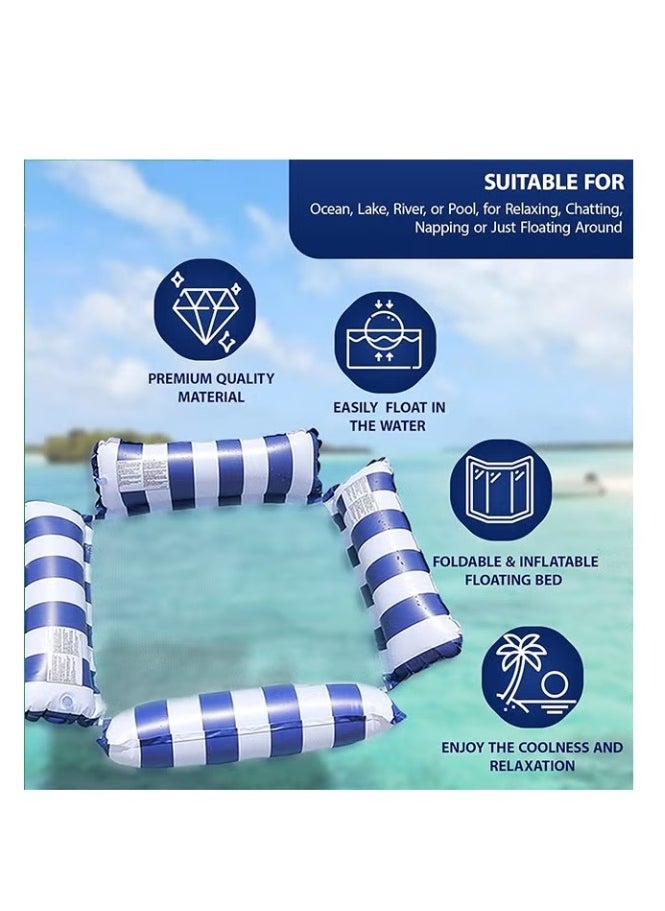 Swimming Pool Floats, 4-in-1 Adults Pool Float & Water Hammock with Air Pumps, Multi-Purpose, Inflatable Pool Floats for Adults Blue