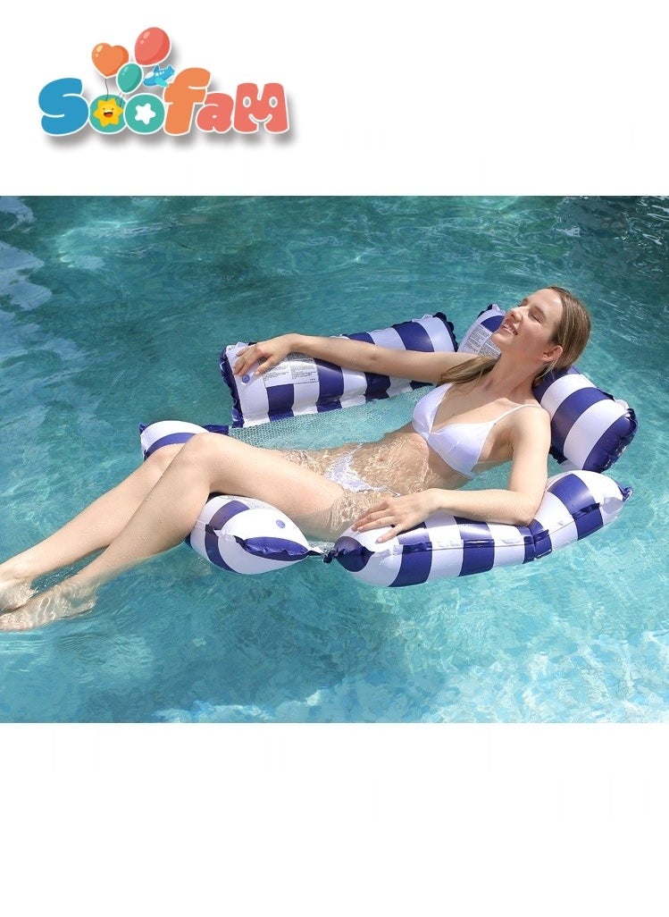 Soofam - Swimming Pool Floats, 4-in-1 Adults Pool Float & Water Hammock with Air Pumps, Multi-Purpose, Inflatable Pool Floats for Adults Blue - Image 1