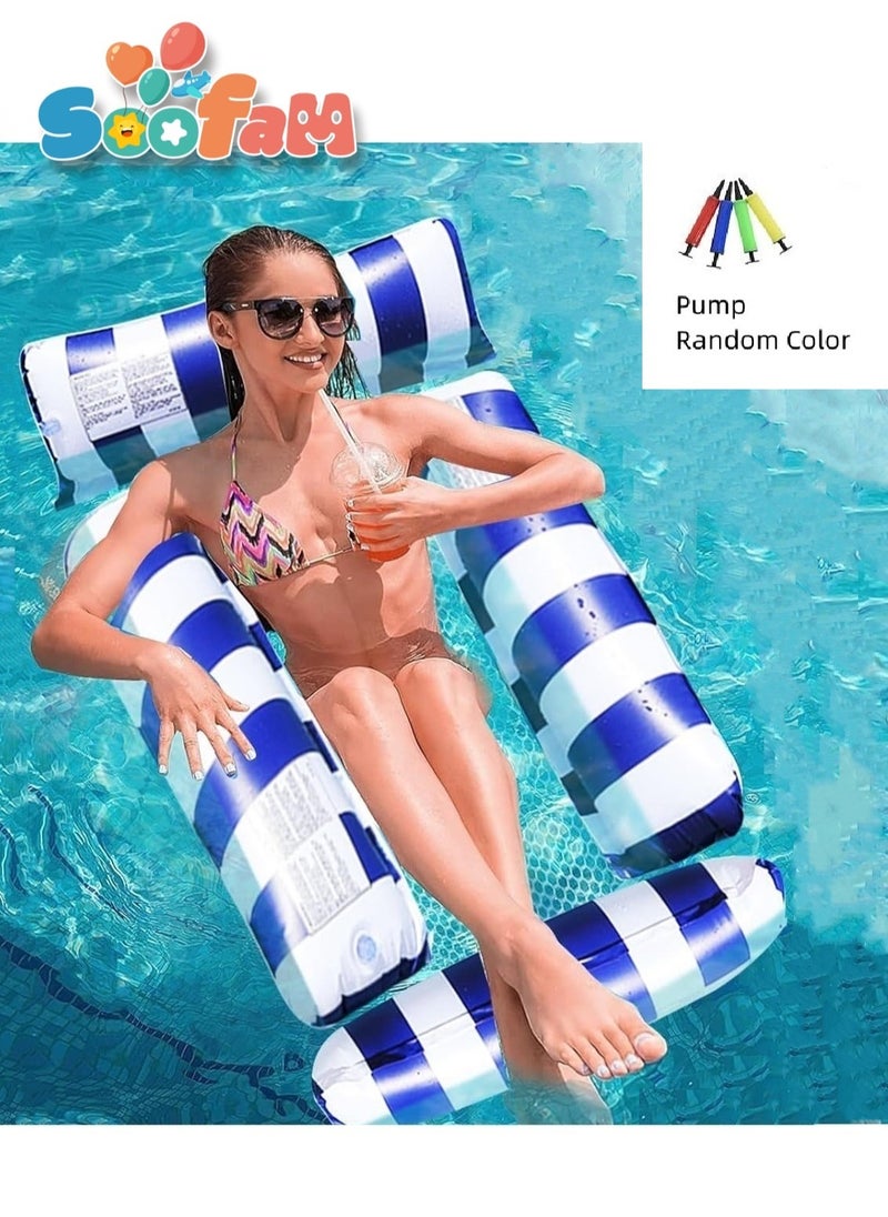 Soofam - Swimming Pool Floats, 4-in-1 Adults Pool Float & Water Hammock with Air Pumps, Multi-Purpose, Inflatable Pool Floats for Adults Blue - Image 1