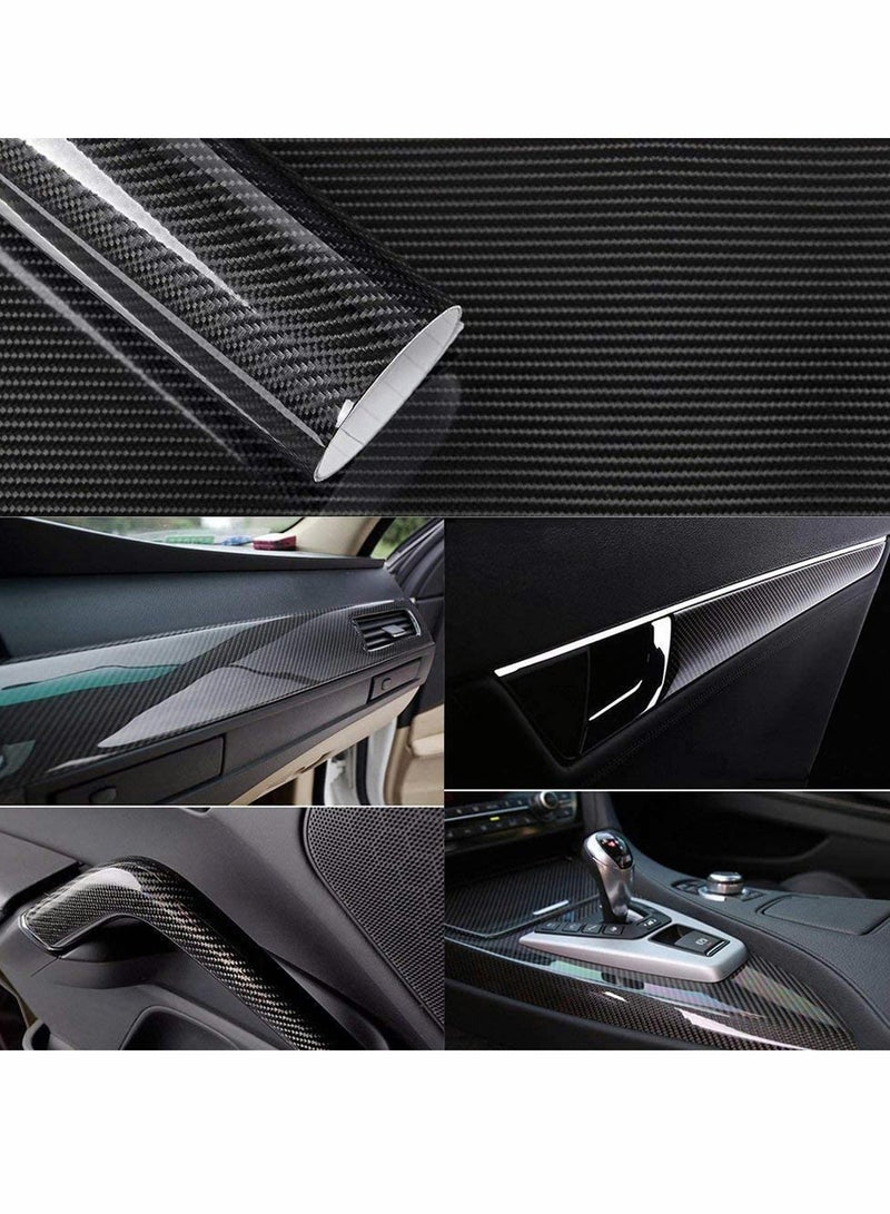 Textured 6D Carbon Fiber Vinyl Car Sticker, Self-Adhesive and Waterproof, Ideal for DIY Decoration of Motorcycles, Computers, and Cars, Black, 300 x 30 cm - Image 2