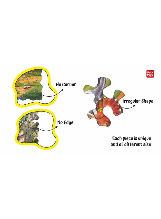 UnikPlay Go Crazy Jigsaw Puzzle For Kids And Adults, Attractive Cartoon Print Puzzle With 2 Puzzle Trays For Age 6 To 99 Years-90 Pcs-(Farm Friends) Dino - Image 3