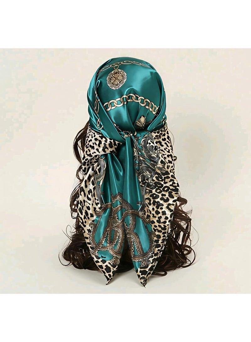 شي إن وشاح مربع بنقشة جلد النمر ومزين بسلسلة - Image 5