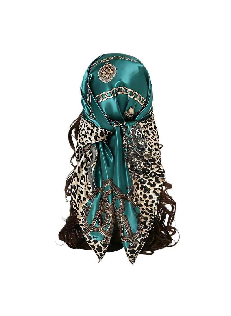شي إن وشاح مربع بنقشة جلد النمر ومزين بسلسلة - Image 1