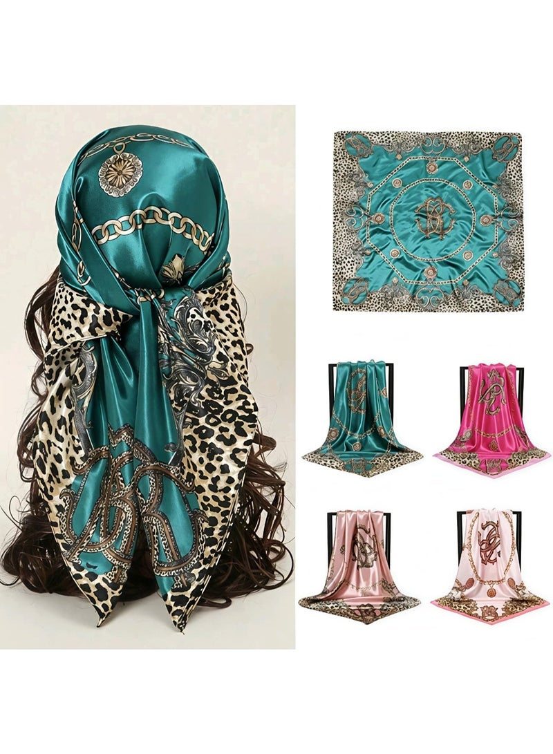 شي إن وشاح مربع بنقشة جلد النمر ومزين بسلسلة - Image 4
