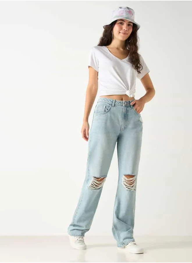 Lee Cooper Lee Cooper Ripped Detail Jeans with Pockets