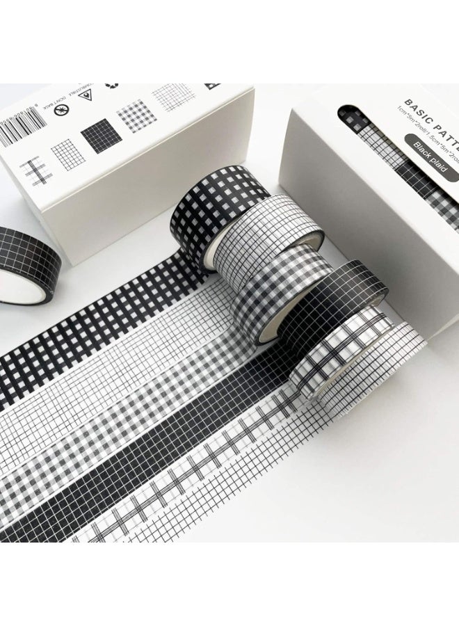 Washi Tape Set, 6 Rolls 16.4ft Long Black Texture Star Moon Decorative Washi Masking Tapes for Scrapbooking, DIY, Craft, Planners, Scrapbooking, Gift Wrapping - Image 1