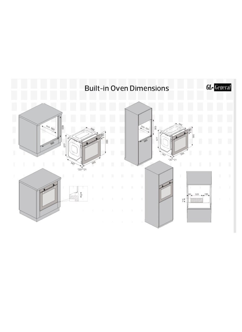 GL General General GL Built-In Electric Oven, 7 Programs, 72 Lt, 60x60 cm, Power Timer, Cooling Fan, High Quality Material  - Image 3