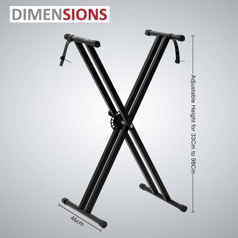 Crystals Double Braced X Frame Music Piano Keyboard Stand & Chair by ® (Double Braced Stand) - Image 5