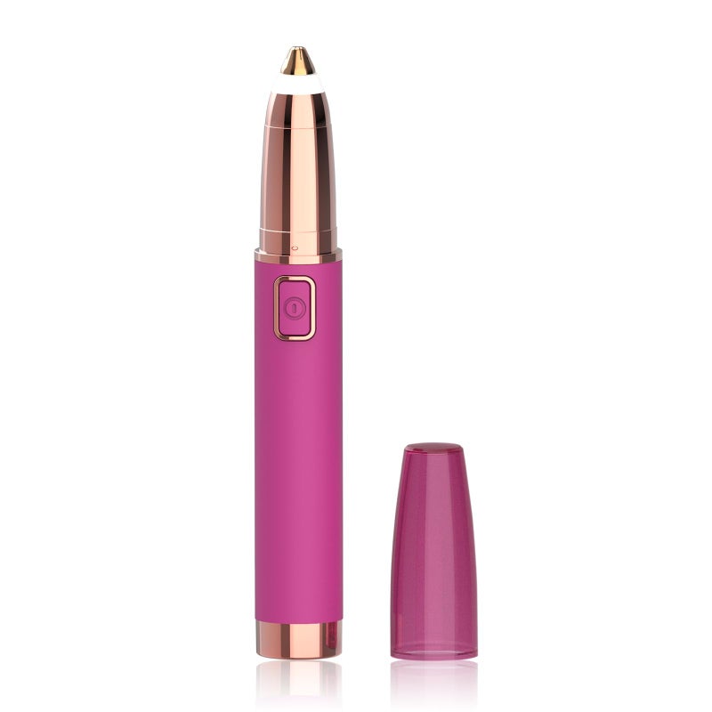 Eyebrow Trimmer for Women Electric Eye Brow Razor with LED Light Painless Easy Clean for Eyebrows Face Nose Ear Hair Chin Lips Peach Fuzz Bikini Lines Other Detailing Battery Operated Pink