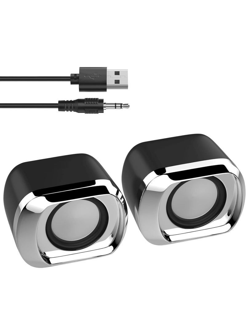 SOLARAE سماعة كمبيوتر، سماعات سطح مكتب بتصميم بسيط 2.0 تعمل عبر USB-C، سماعات لابتوب مع تحكم في الصوت وموصل صوت 3.5 مم، مناسبة لشاشة الكمبيوتر، والأجهزة اللوحية، والهاتف المحمول (أسود) - Image 1