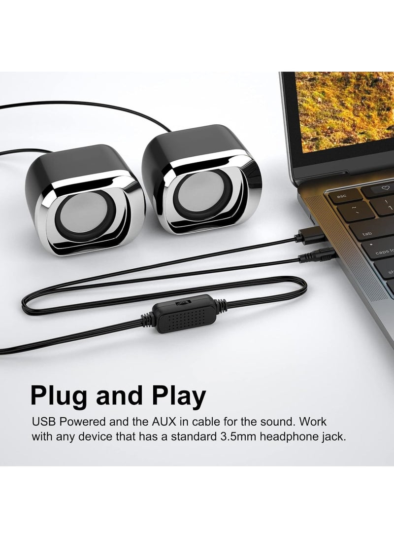 SOLARAE سماعة كمبيوتر، سماعات سطح مكتب بتصميم بسيط 2.0 تعمل عبر USB-C، سماعات لابتوب مع تحكم في الصوت وموصل صوت 3.5 مم، مناسبة لشاشة الكمبيوتر، والأجهزة اللوحية، والهاتف المحمول (أسود) - Image 2