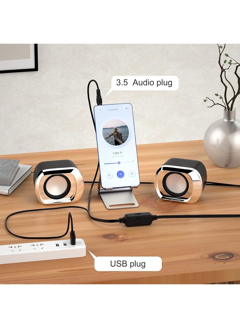SOLARAE سماعة كمبيوتر، سماعات سطح مكتب بتصميم بسيط 2.0 تعمل عبر USB-C، سماعات لابتوب مع تحكم في الصوت وموصل صوت 3.5 مم، مناسبة لشاشة الكمبيوتر، والأجهزة اللوحية، والهاتف المحمول (أسود) - Image 4