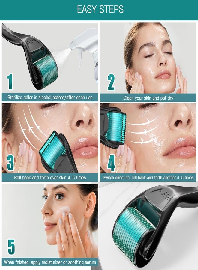 Derma Beard Roller Roller with 540 Titanium Micro Needles Designed for Use at Home on the Face - Image 4