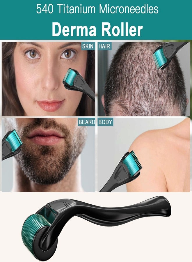 Derma Beard Roller Roller with 540 Titanium Micro Needles Designed for Use at Home on the Face - Image 3