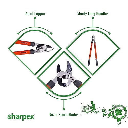 Sharpex Razor Sharp Carbon Steel Blade Anvil Lopper with Sturdy Handle, 2-Inch Cutting Capacity, Professional Garden Lopper - Pruning Tool (Orange) - Image 4