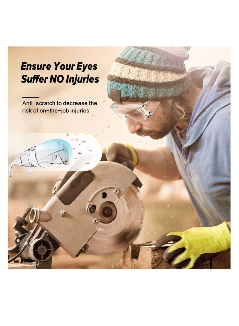 SYOSI نظارات أمان فوق النظارات نظارات واقية للعمل - نظارات مضادة للضباب لحماية العين مع رؤية واضحة، نظارات أمان مقاومة للخدش والأشعة فوق البنفسجية للرجال والنساء، عبوة من 3 قطع - Image 4