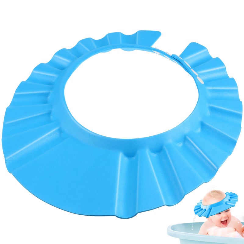 Adjustable Baby Shower Cap Dark Blue Waterproof Hair Wash Shield for Toddlers - Image 2