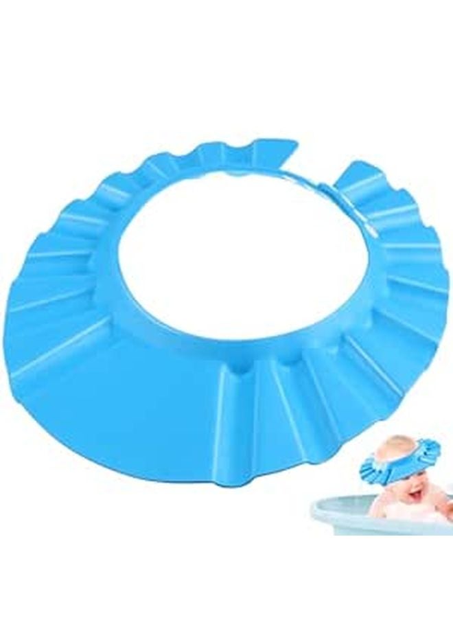 Adjustable Baby Shower Cap Dark Blue Waterproof Hair Wash Shield for Toddlers - Image 1