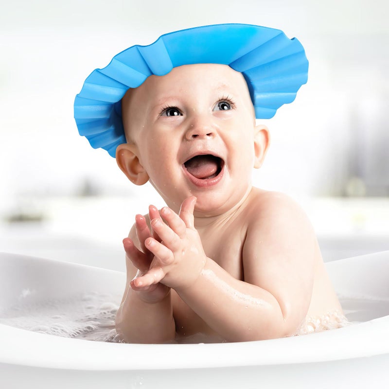 Adjustable Baby Shower Cap Dark Blue Waterproof Hair Wash Shield for Toddlers - Image 5