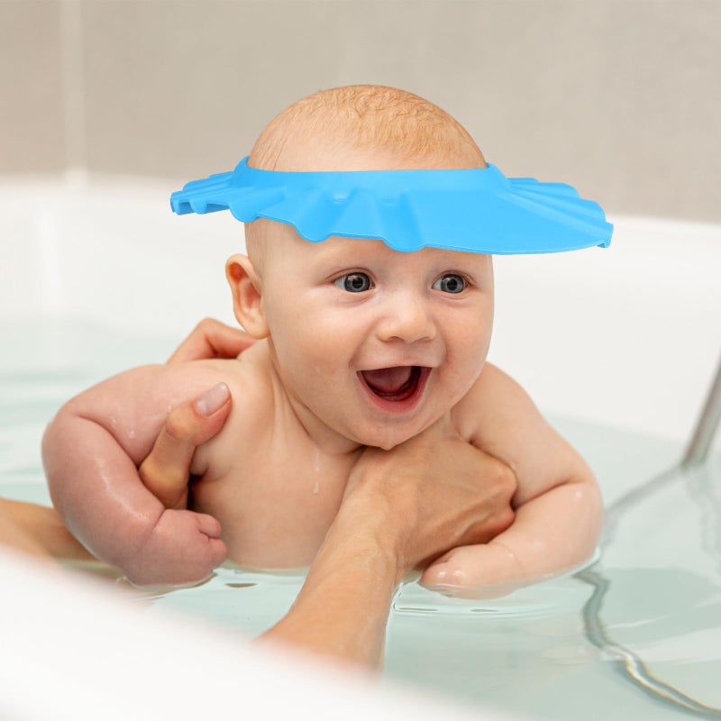 Adjustable Baby Shower Cap Dark Blue Waterproof Hair Wash Shield for Toddlers - Image 4