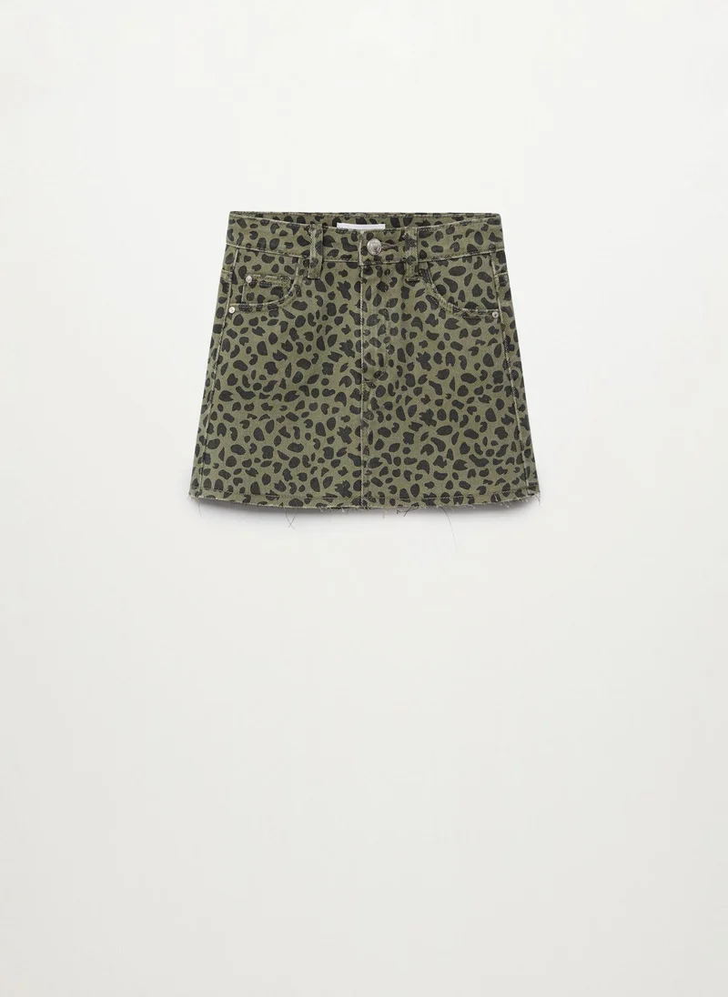 MANGO Kids Leopard Print Skirt